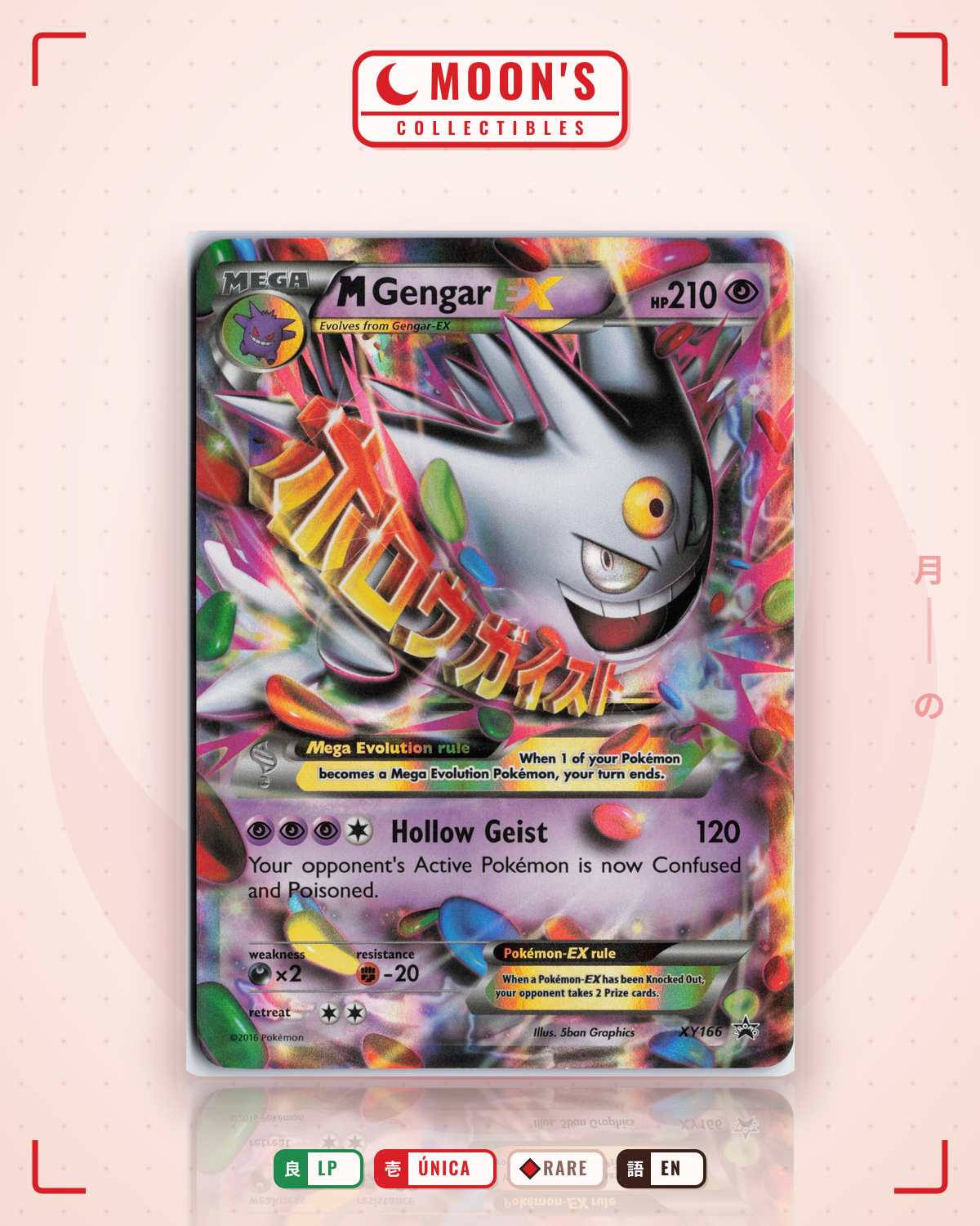 Carta Pokémon M Gengar-EX · XY Black Star Promos #XY166 (LP) — pieza única en Moon's Collectibles México