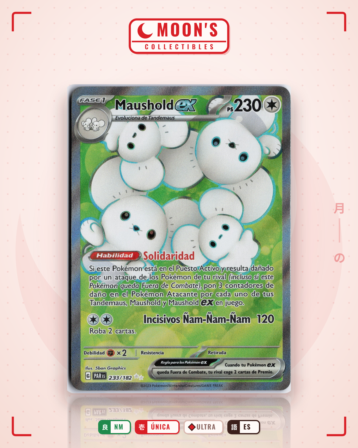 Carta Pokémon Maushold ex · Paradox Rift #233/182 (NM) — pieza única en Moon's Collectibles México