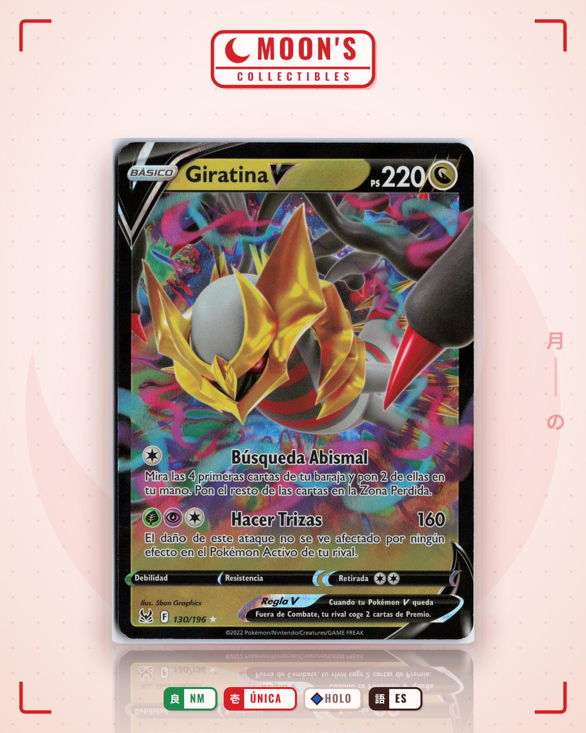 Carta Pokémon Giratina V · Lost Origin #130/196 (NM) — pieza única en Moon's Collectibles México