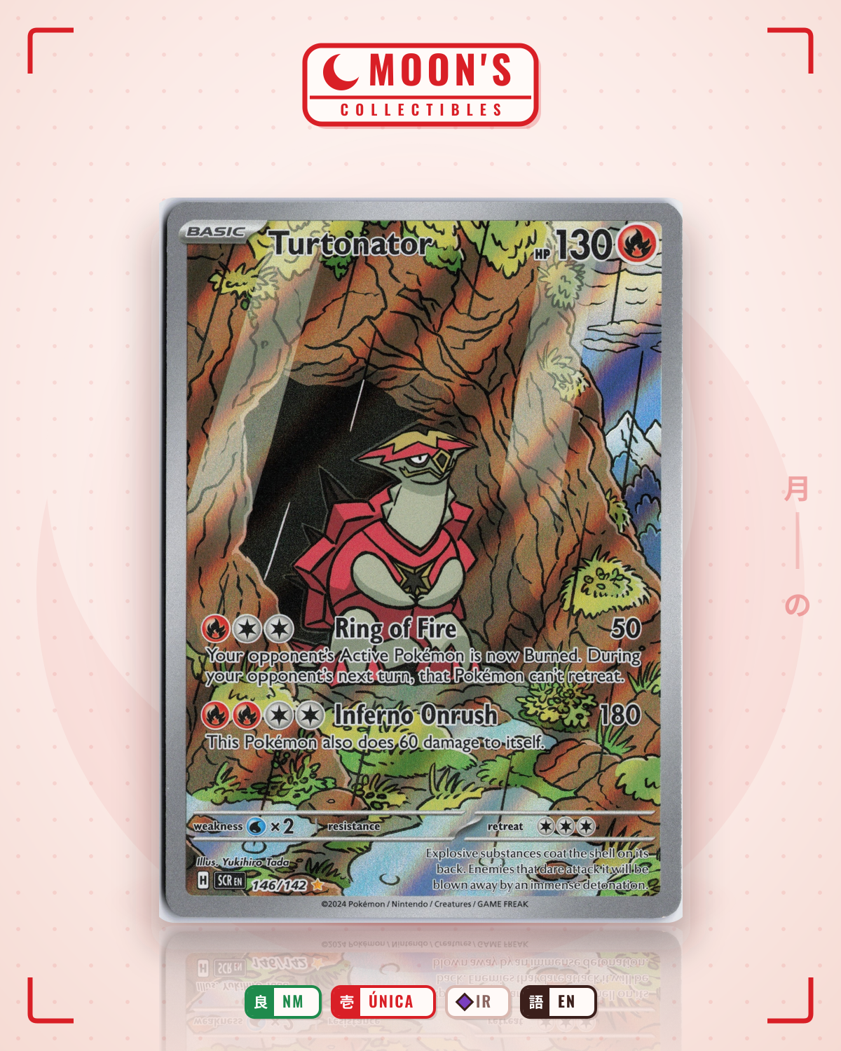 Carta Pokémon Turtonator · Stellar Crown #146/142 (NM) — pieza única en Moon's Collectibles México