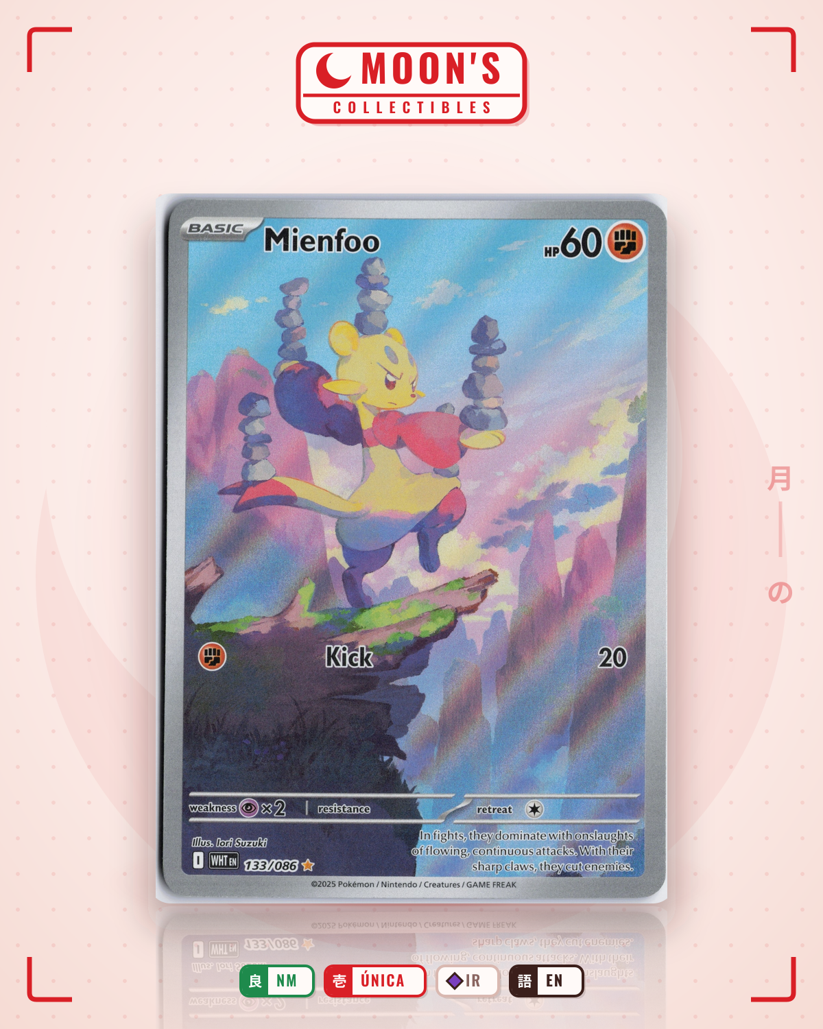 Carta Pokémon Mienfoo · White Flare #133/086 (NM) — pieza única en Moon's Collectibles México