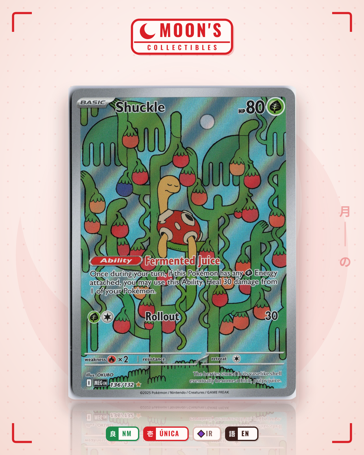 Carta Pokémon Shuckle · Mega Evolution #136/132 (NM) — pieza única en Moon's Collectibles México