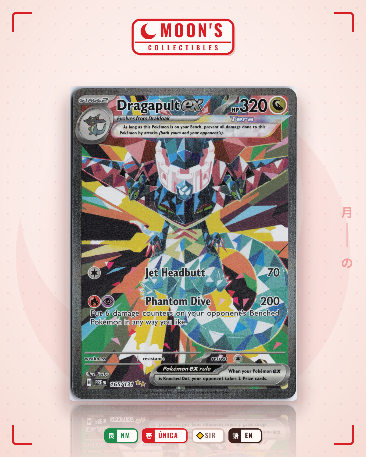 Carta Pokémon Dragapult ex · Prismatic Evolutions #165/131 (NM) — pieza única en Moon's Collectibles México