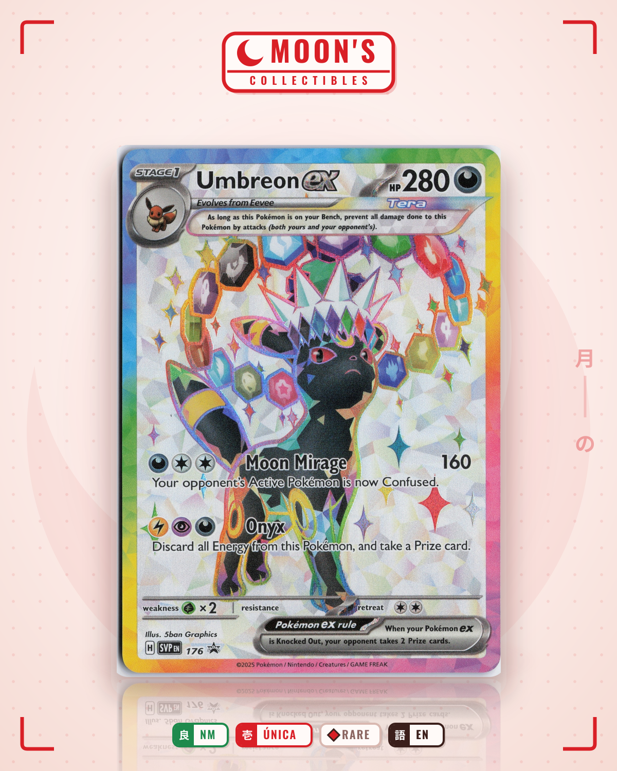 Carta Pokémon Umbreon ex · Scarlet & Violet Black Star Promos #176 (NM) — pieza única en Moon's Collectibles México