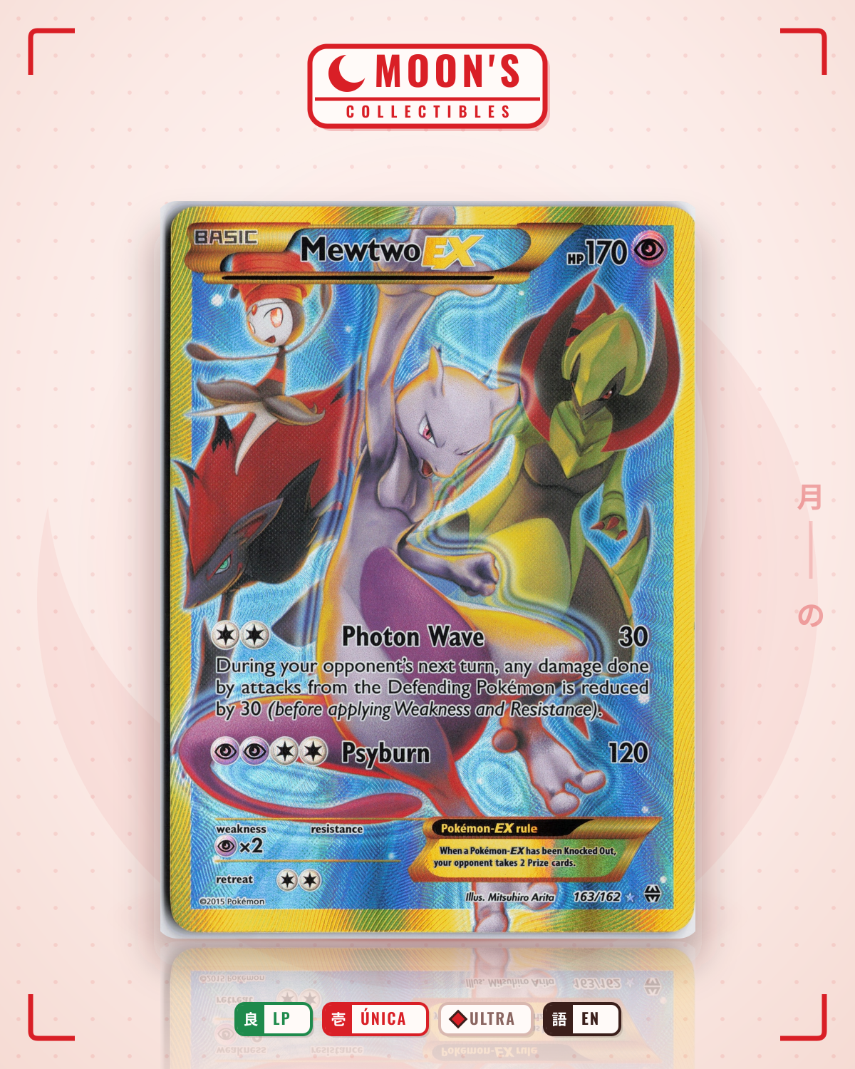 Carta Pokémon Mewtwo-EX · BREAKthrough #163/162 (LP) — pieza única en Moon's Collectibles México