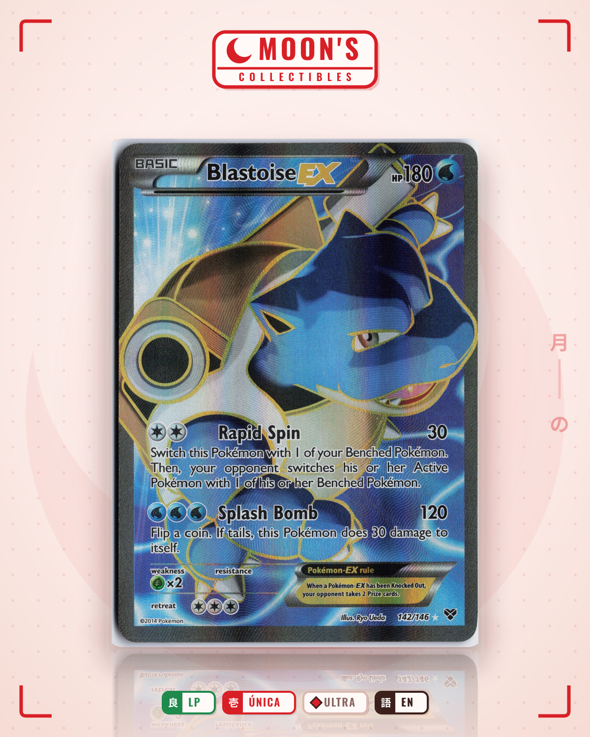 Carta Pokémon Blastoise-EX · XY #142/146 (LP) — pieza única en Moon's Collectibles México
