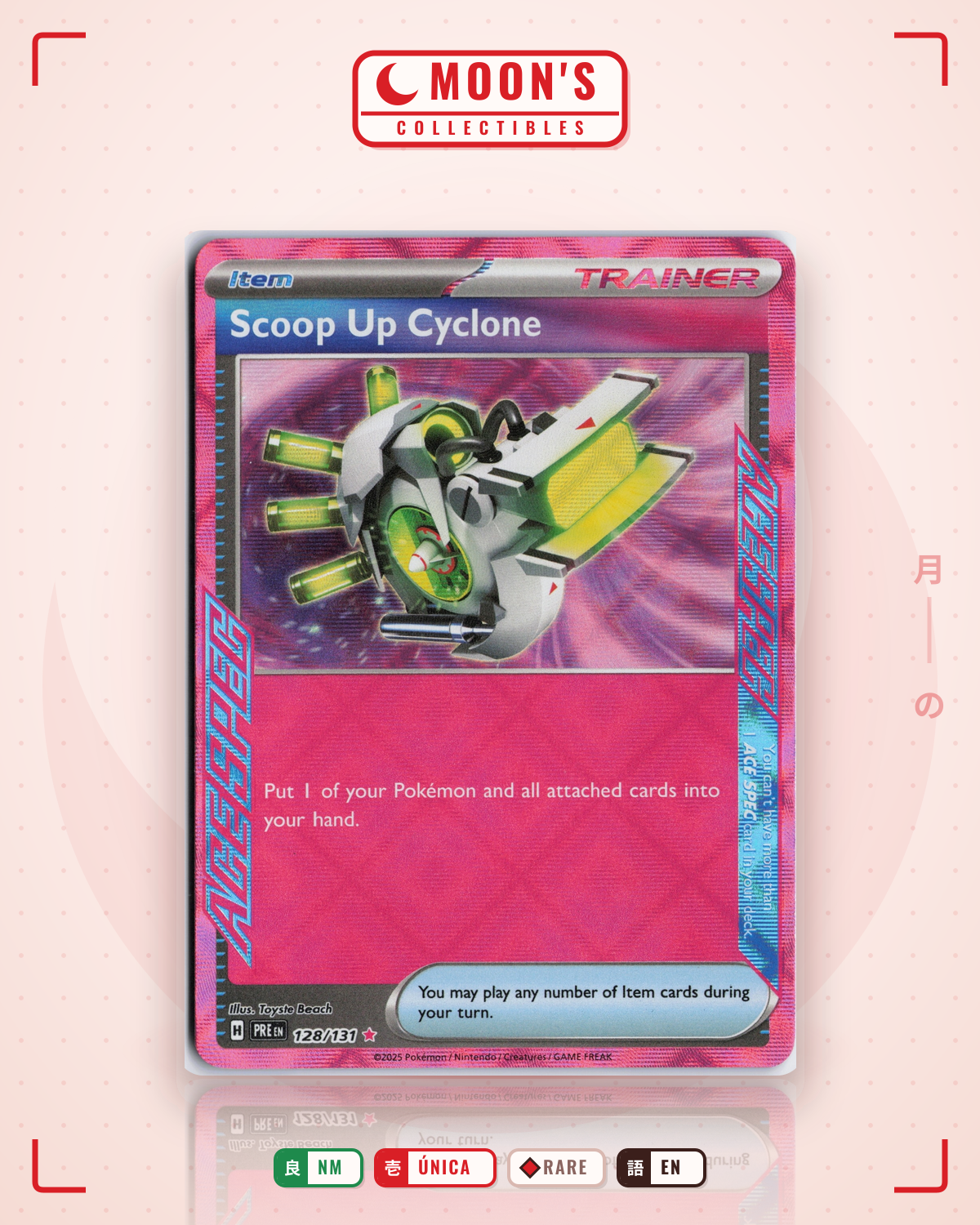 Carta Pokémon Scoop Up Cyclone · Prismatic Evolutions #128/131 (NM) — pieza única en Moon's Collectibles México