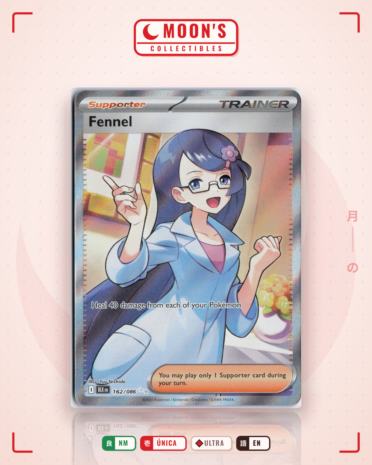 Carta Pokémon Fennel · Black Bolt #162/086 (NM) — pieza única en Moon's Collectibles México