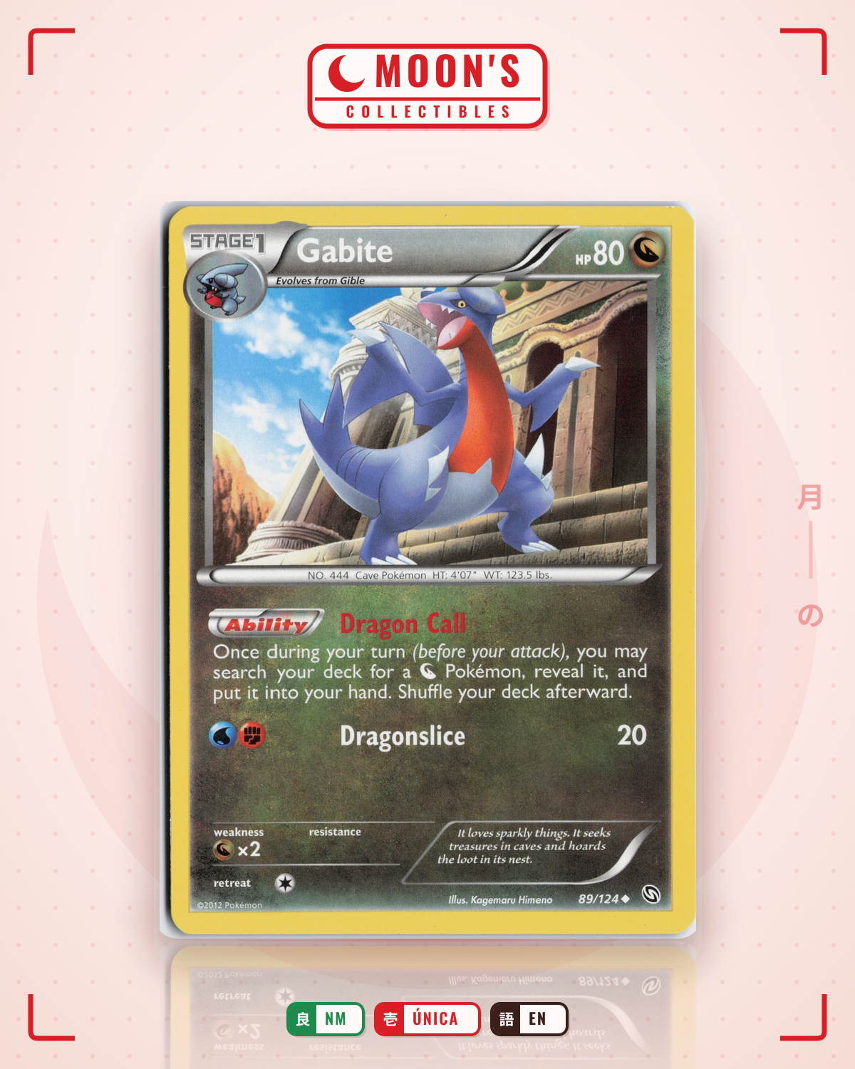 Carta Pokémon Gabite · Dragons Exalted #89/124 (NM) — pieza única en Moon's Collectibles México