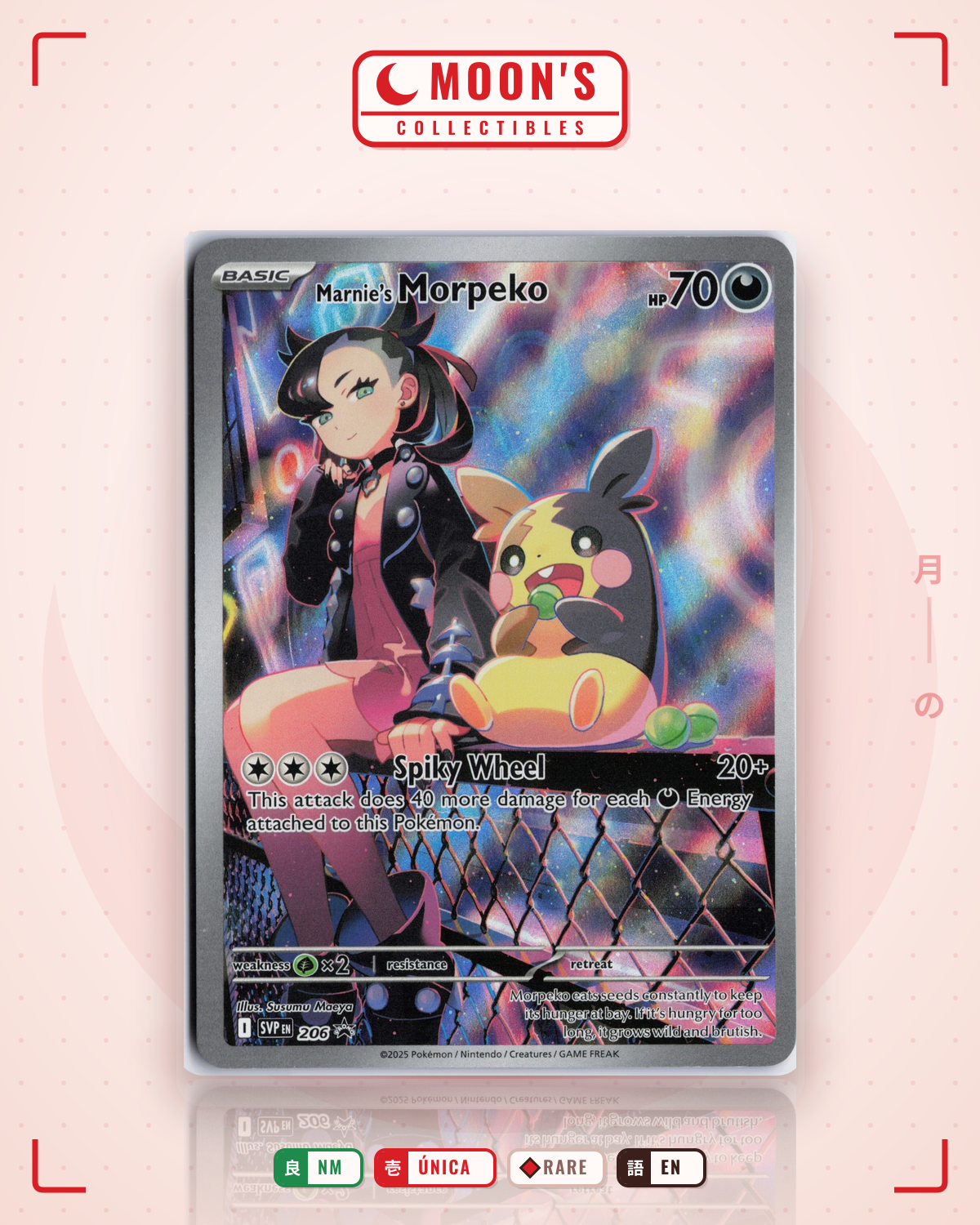 Carta Pokémon Marnie's Morpeko · Scarlet & Violet Black Star Promos #206 (NM) — pieza única en Moon's Collectibles México