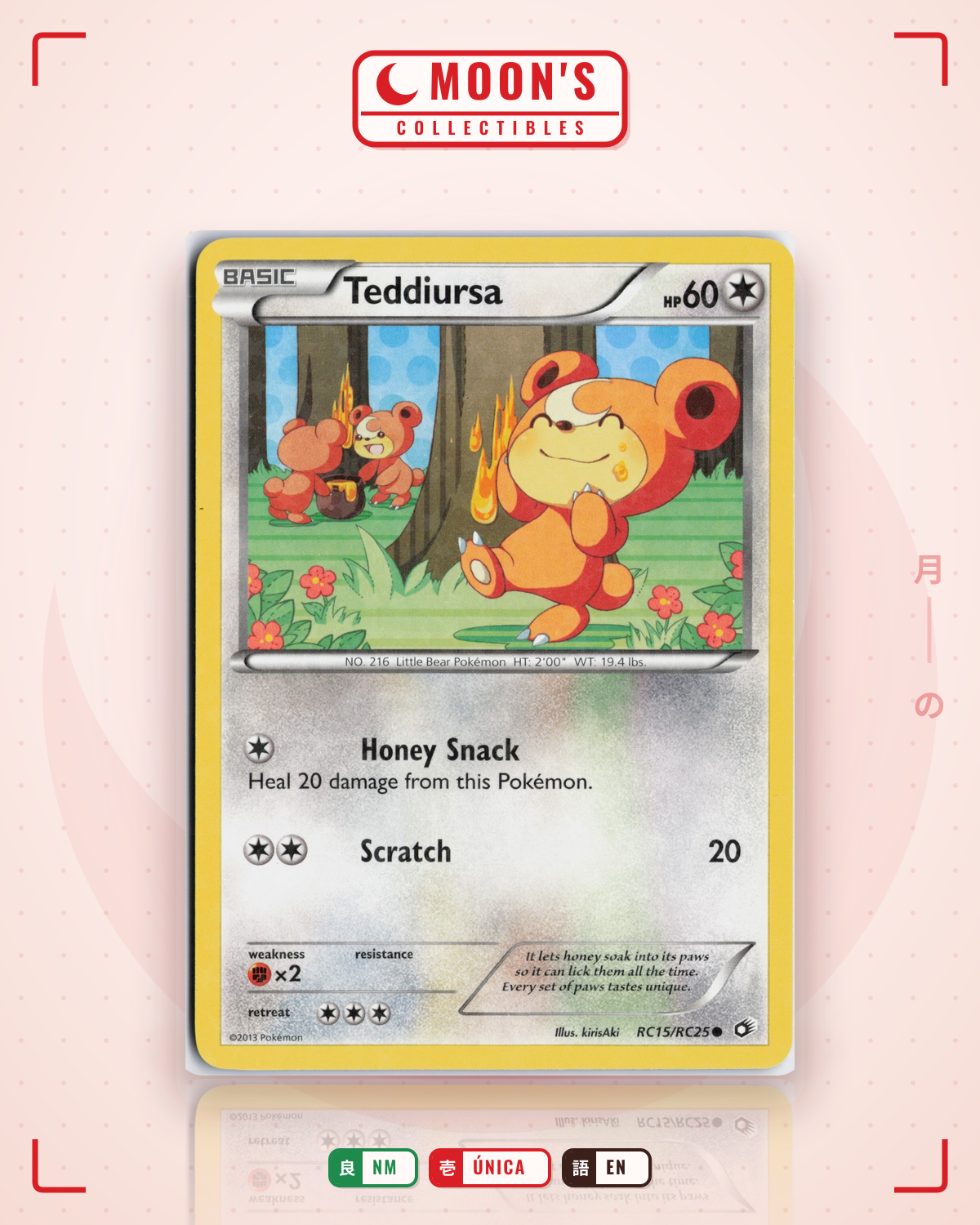 Carta Pokémon Teddiursa · Legendary Treasures #RC15/RC25 (NM) — pieza única en Moon's Collectibles México