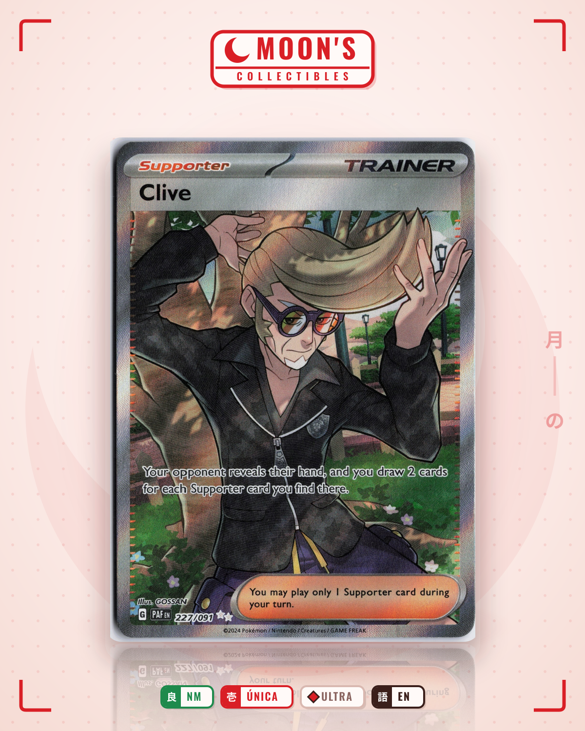 Carta Pokémon Clive · Paldean Fates #227/091 (NM) — pieza única en Moon's Collectibles México