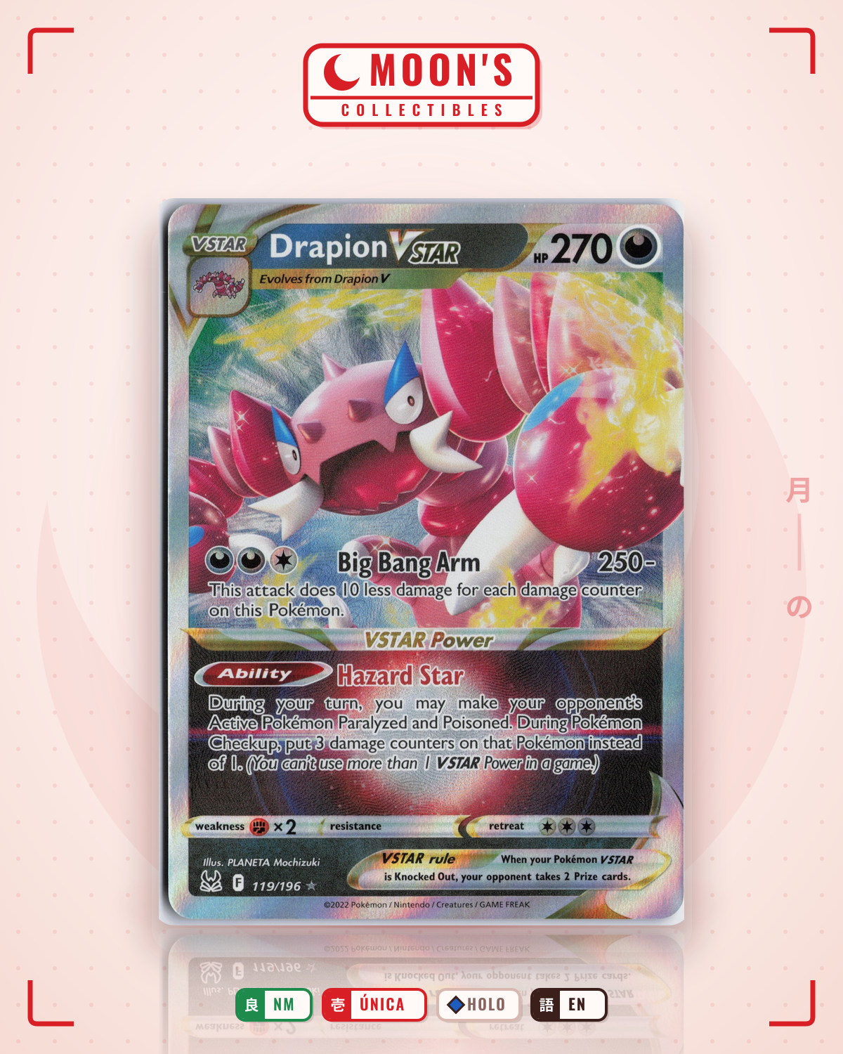 Carta Pokémon Drapion VSTAR · Lost Origin #119/196 (NM) — pieza única en Moon's Collectibles México