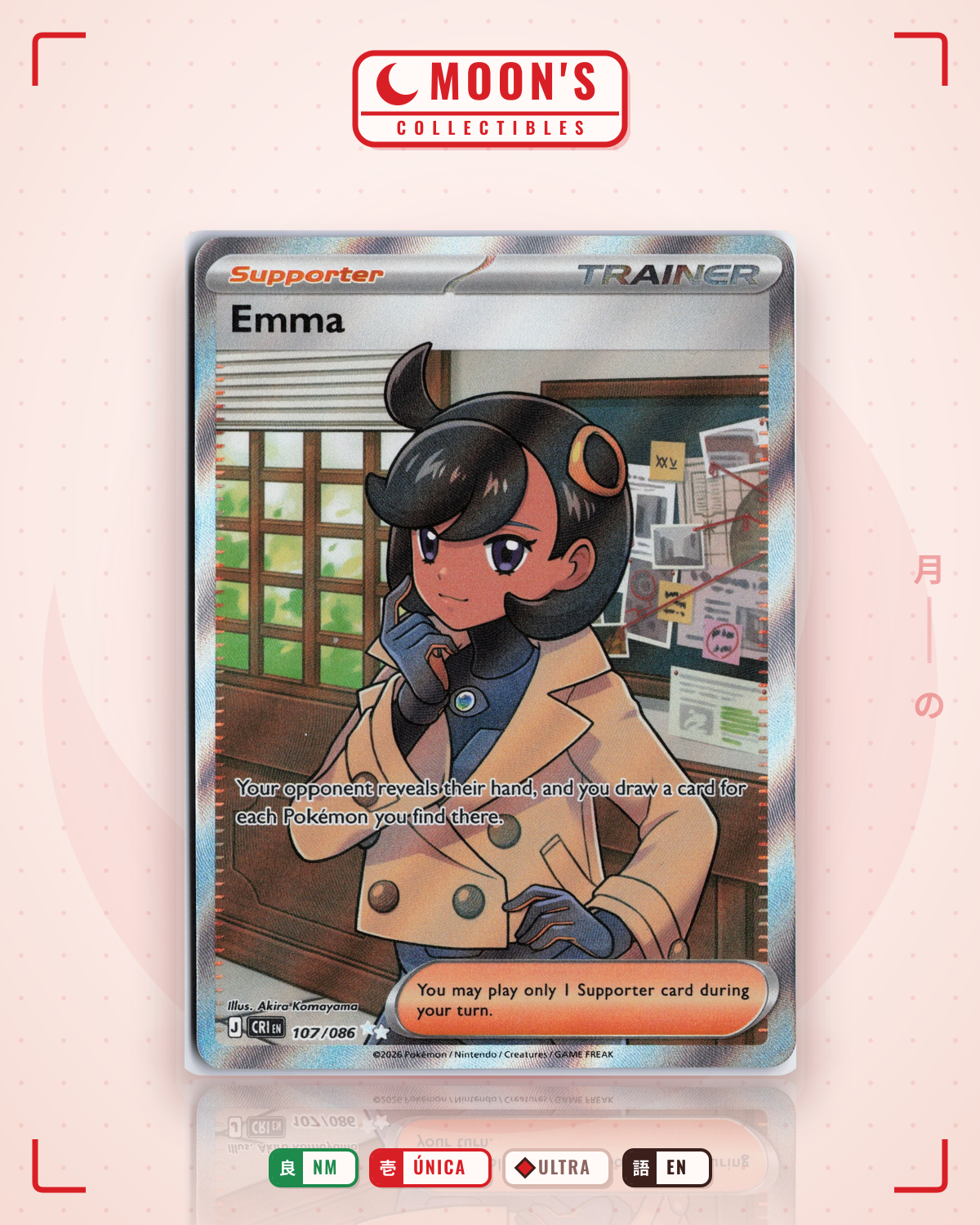 Carta Pokémon Emma · Chaos Rising #107/086 (NM) — pieza única en Moon's Collectibles México