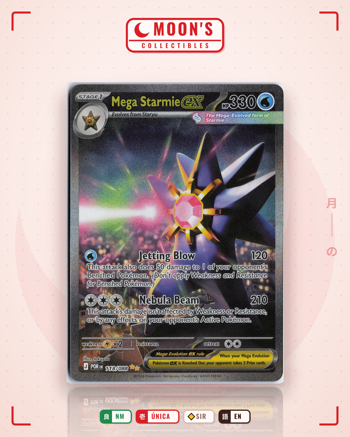 Carta Pokémon Mega Starmie ex · Perfect Order #118/088 (NM) — pieza única en Moon's Collectibles México