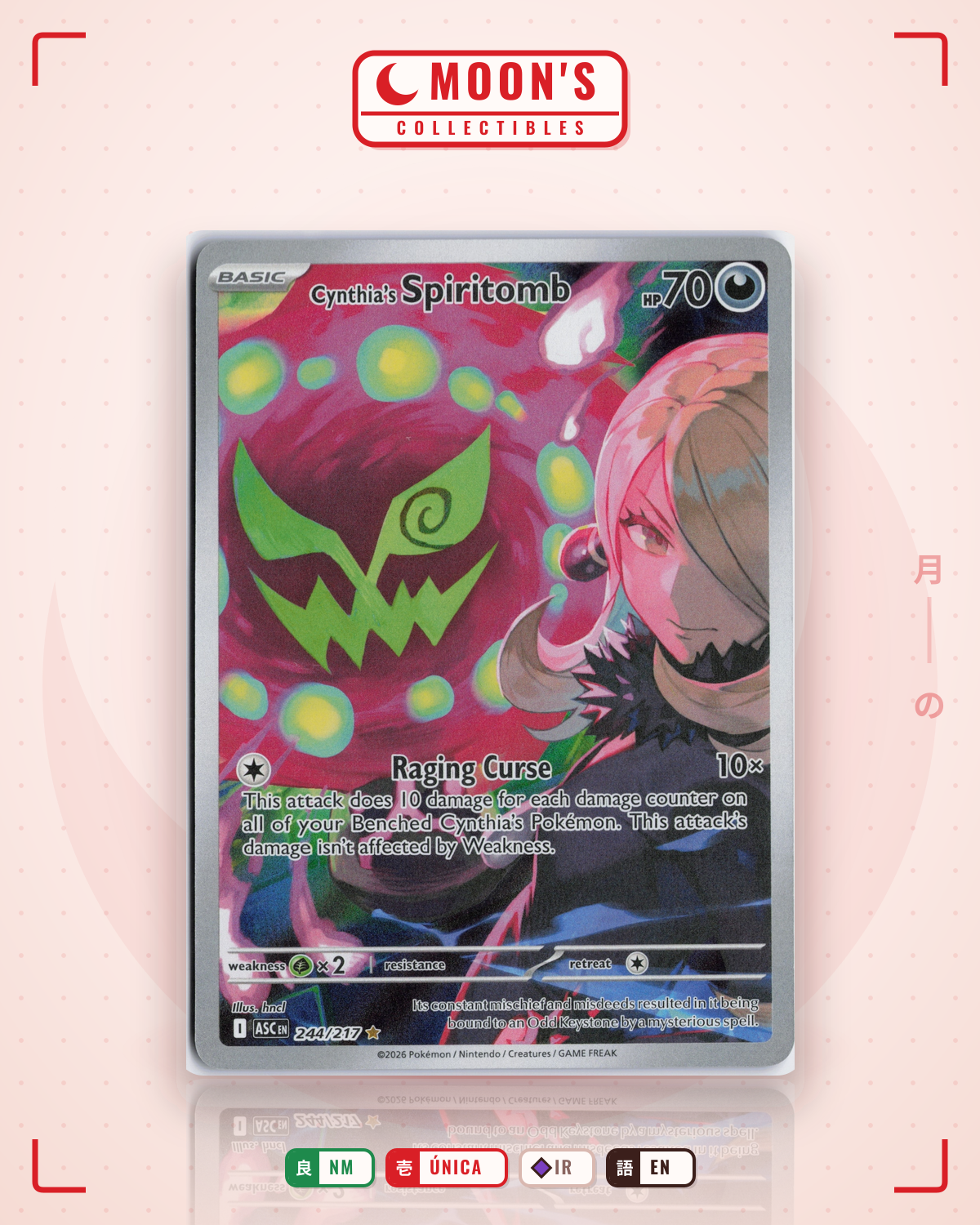 Carta Pokémon Cynthia's Spiritomb · Ascended Heroes #244/217 (NM) — pieza única en Moon's Collectibles México