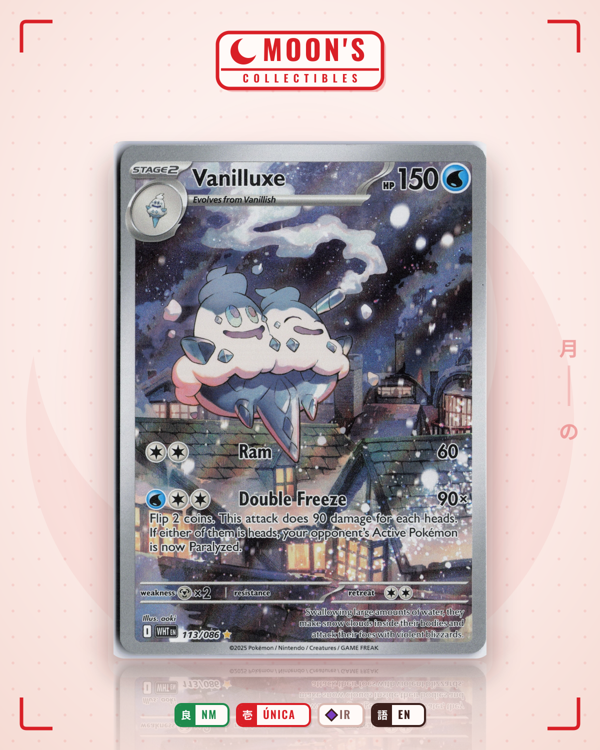Carta Pokémon Vanilluxe · White Flare #113/086 (NM) — pieza única en Moon's Collectibles México