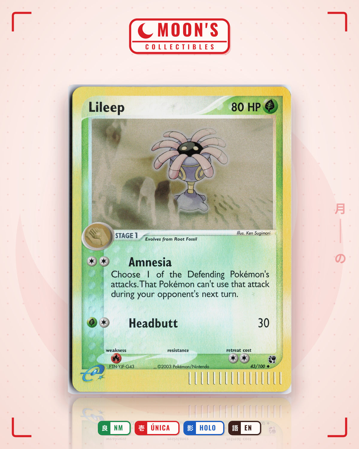 Carta Pokémon Lileep · Sandstorm #43/100 (NM) — pieza única en Moon's Collectibles México