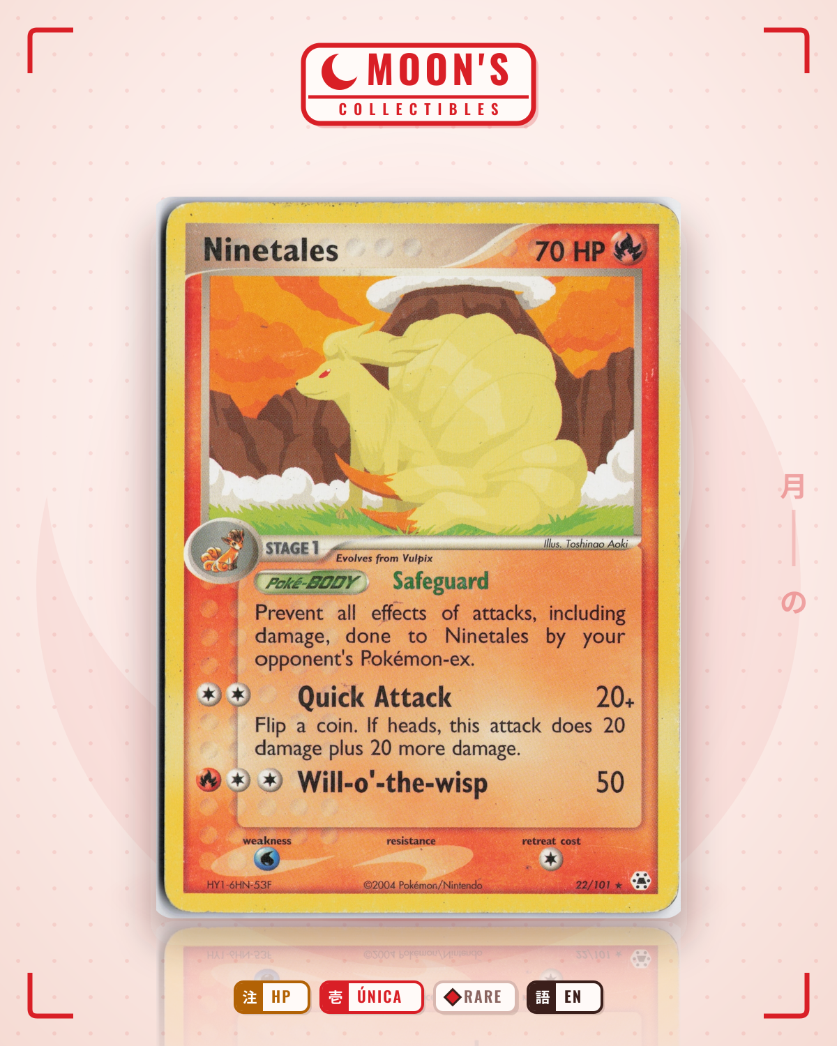 Carta Pokémon Ninetales · Hidden Legends #22/101 (HP) — pieza única en Moon's Collectibles México