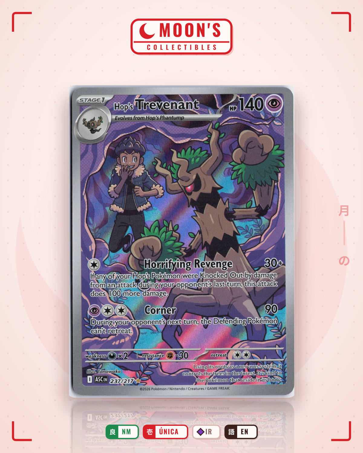 Carta Pokémon Hop's Trevenant · Ascended Heroes #237/217 (NM) — pieza única en Moon's Collectibles México
