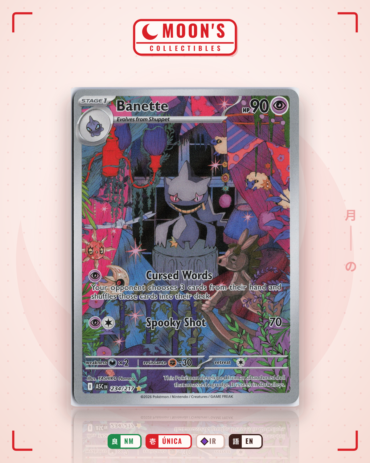 Carta Pokémon Banette · Ascended Heroes #234/217 (NM) — pieza única en Moon's Collectibles México