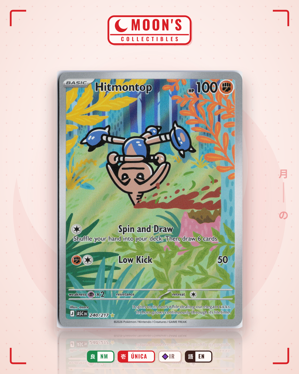 Carta Pokémon Hitmontop · Ascended Heroes #240/217 (NM) — pieza única en Moon's Collectibles México