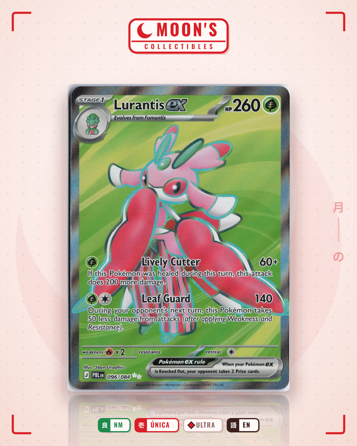 Carta Pokémon Lurantis ex · Pitch Black #096/084 (NM) — pieza única en Moon's Collectibles México
