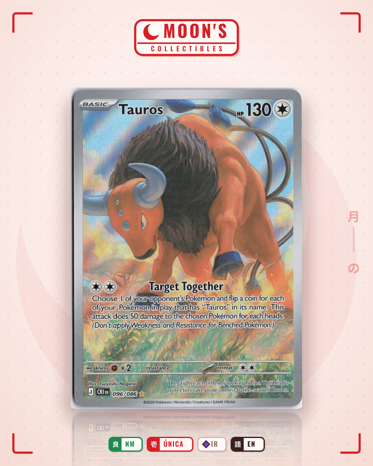 Carta Pokémon Tauros · Chaos Rising #096/086 (NM) — pieza única en Moon's Collectibles México
