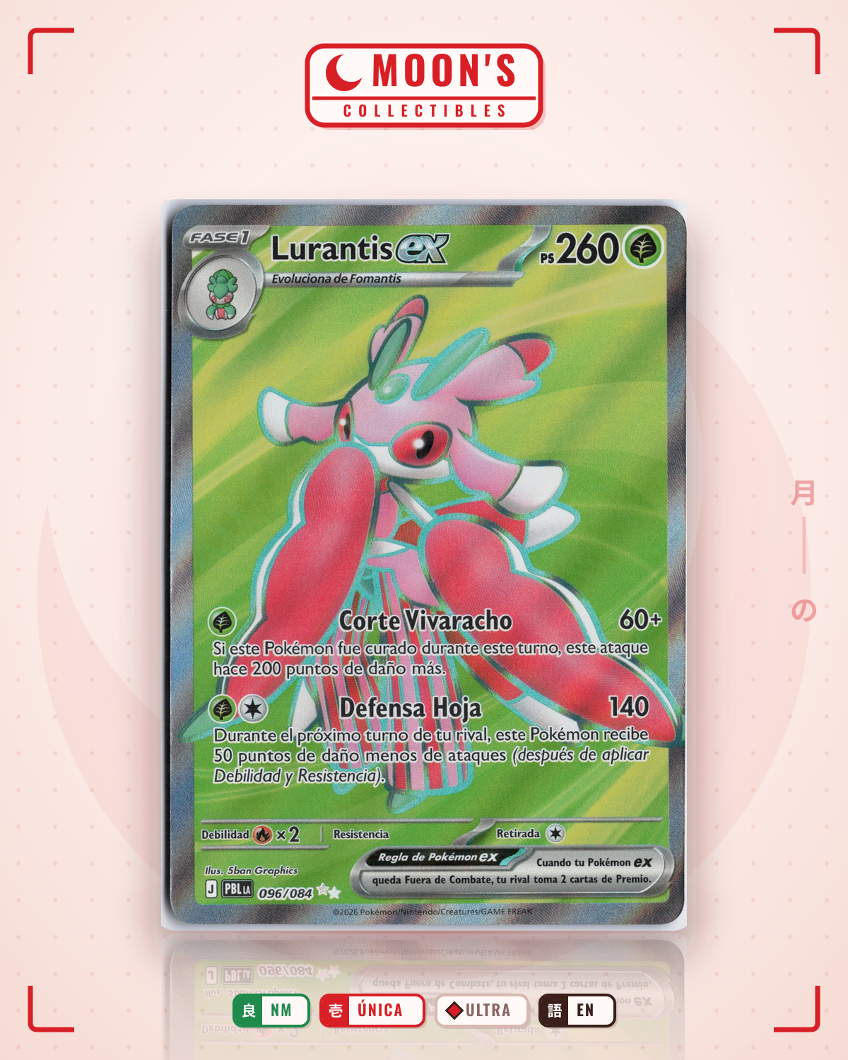 Carta Pokémon Lurantis ex · Pitch Black #096/084 (NM) — pieza única en Moon's Collectibles México
