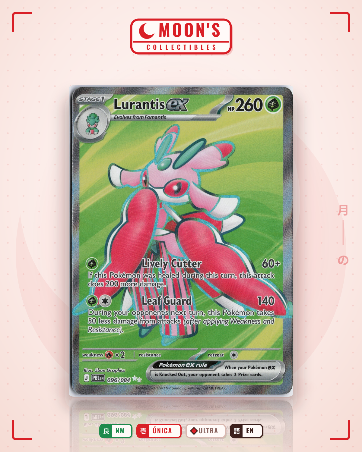 Carta Pokémon Lurantis ex · Pitch Black #096/084 (NM) — pieza única en Moon's Collectibles México