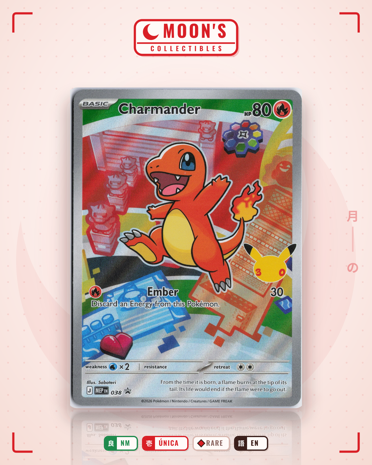 Carta Pokémon Charmander · Mega Evolution Black Star Promos #038 (NM) — pieza única en Moon's Collectibles México
