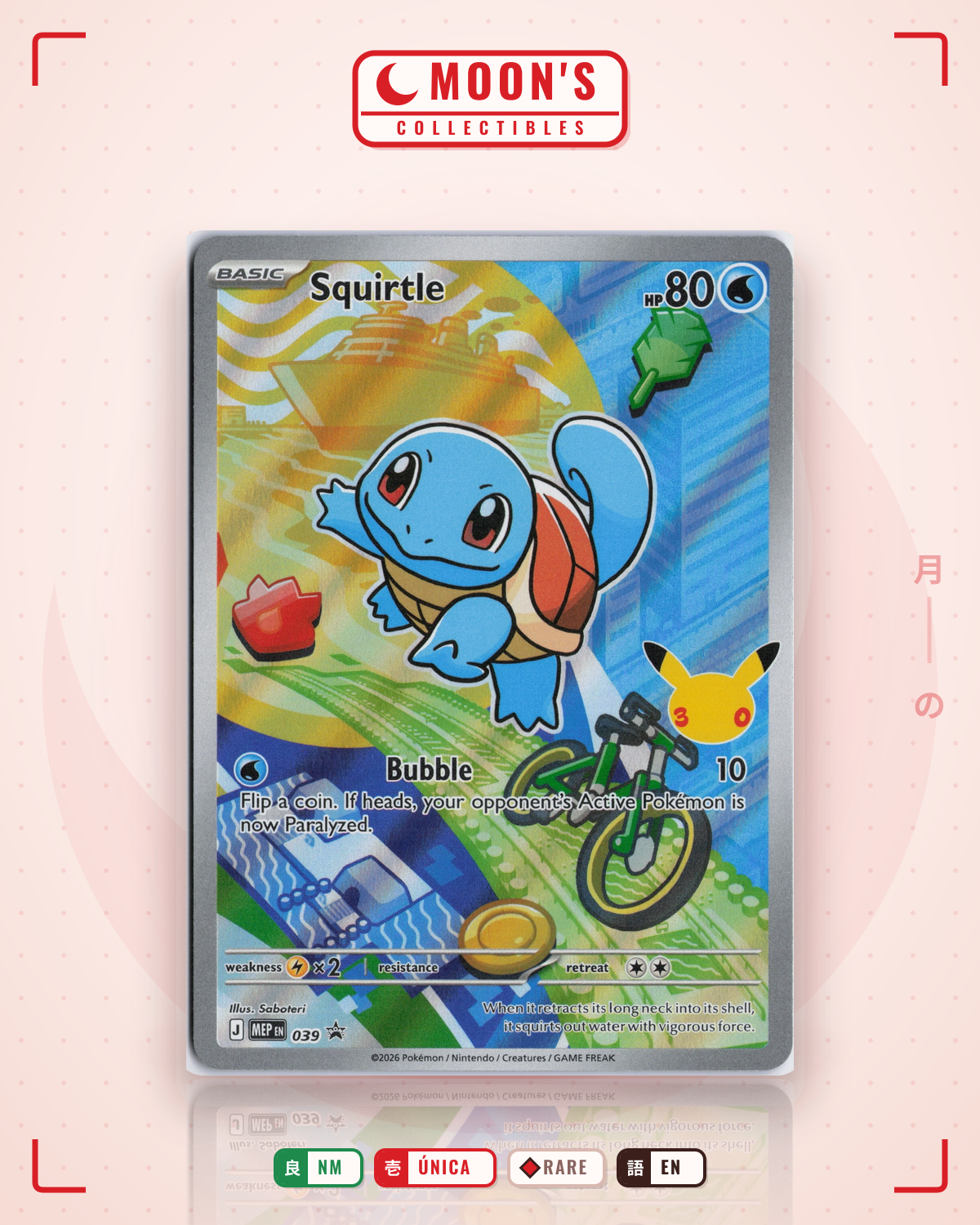 Carta Pokémon Squirtle · Mega Evolution Black Star Promos #039 (NM) — pieza única en Moon's Collectibles México