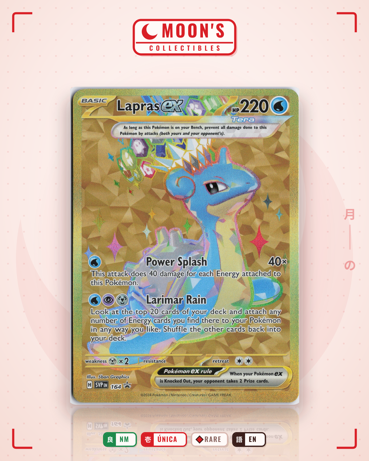 Carta Pokémon Lapras ex · Scarlet & Violet Black Star Promos #164 (NM) — pieza única en Moon's Collectibles México