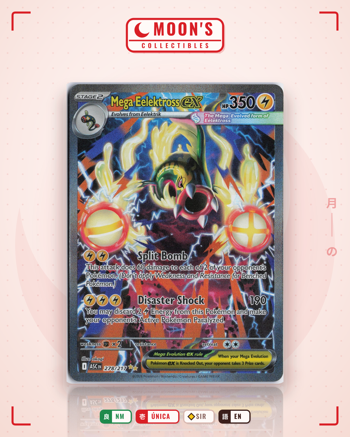 Carta Pokémon Mega Eelektross ex · Ascended Heroes #278/217 (NM) — pieza única en Moon's Collectibles México