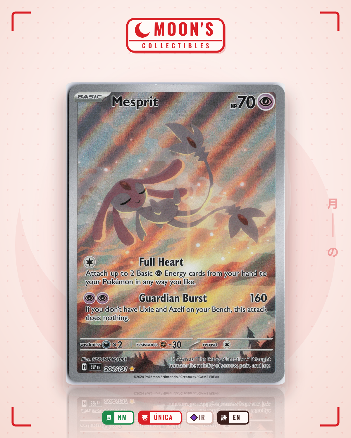 Carta Pokémon Mesprit · Surging Sparks #204/191 (NM) — pieza única en Moon's Collectibles México