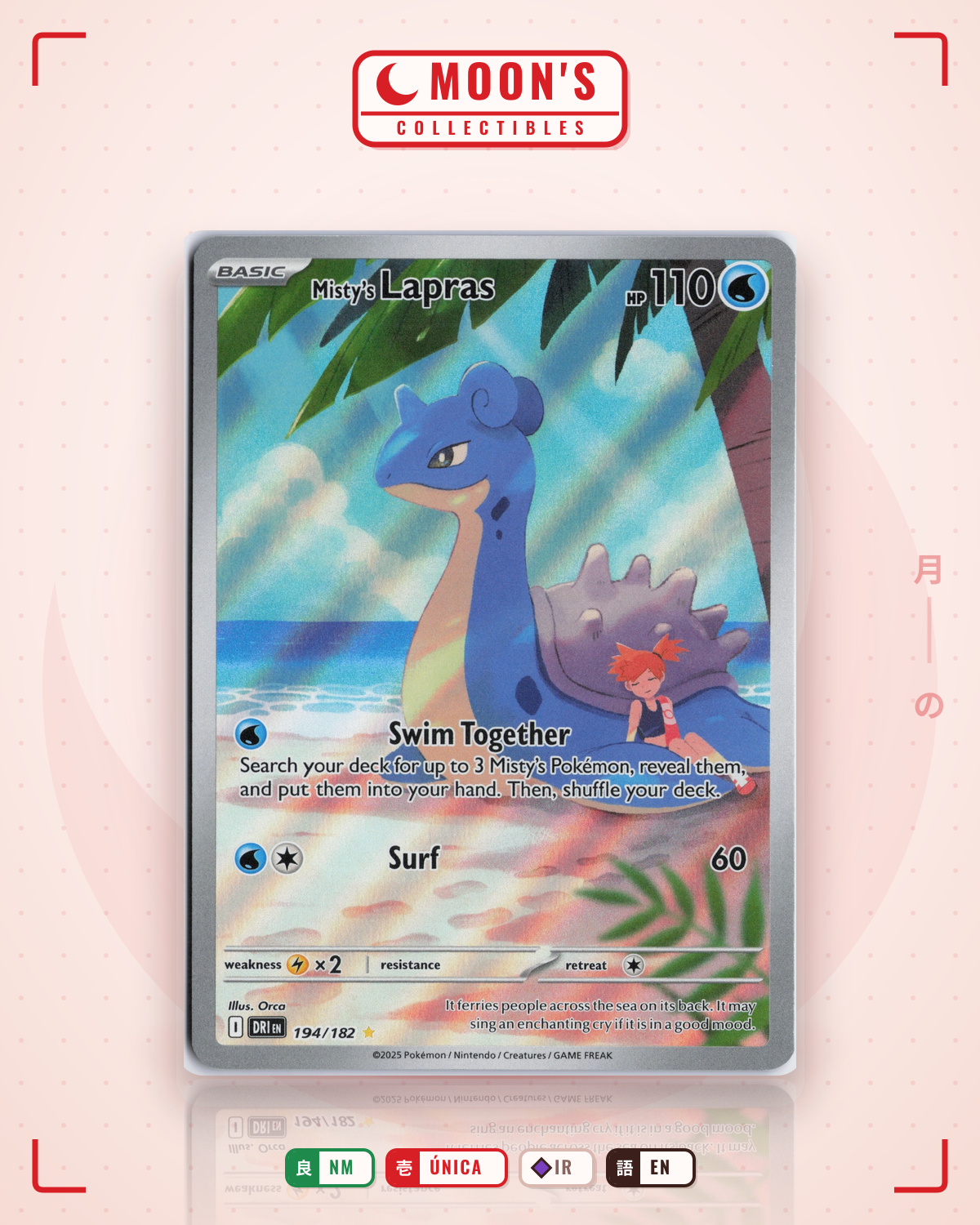 Carta Pokémon Misty's Lapras · Destined Rivals #194/182 (NM) — pieza única en Moon's Collectibles México