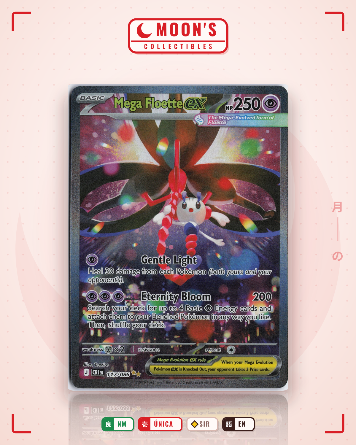 Carta Pokémon Mega Floette ex · Chaos Rising #117/086 (NM) — pieza única en Moon's Collectibles México