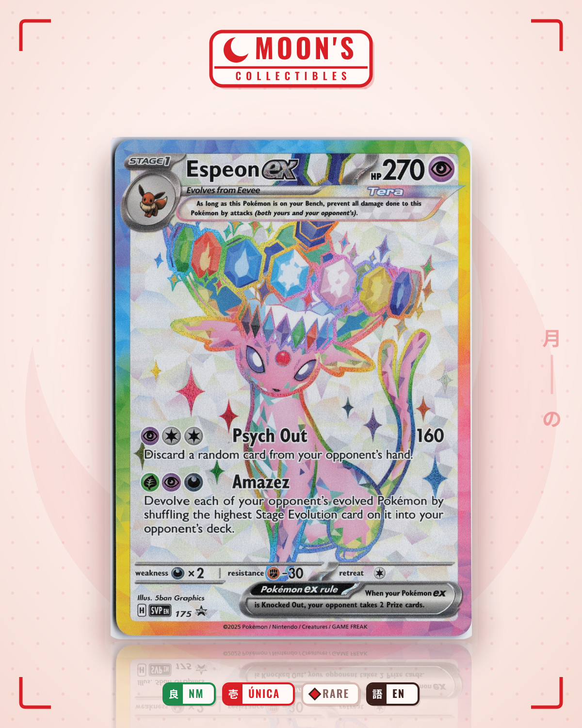 Carta Pokémon Espeon ex · Scarlet & Violet Black Star Promos #175 (NM) — pieza única en Moon's Collectibles México