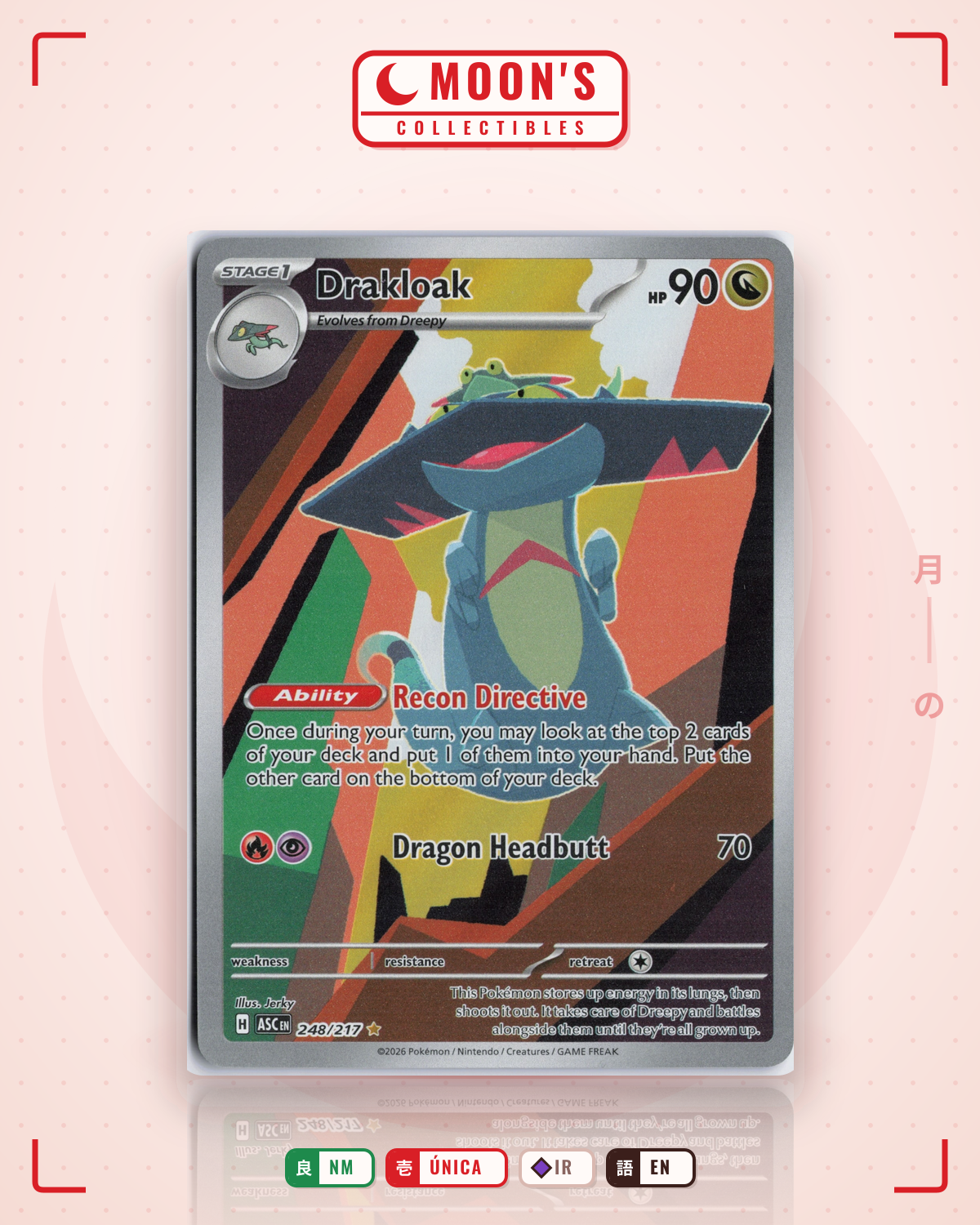 Carta Pokémon Drakloak · Ascended Heroes #248/217 (NM) — pieza única en Moon's Collectibles México