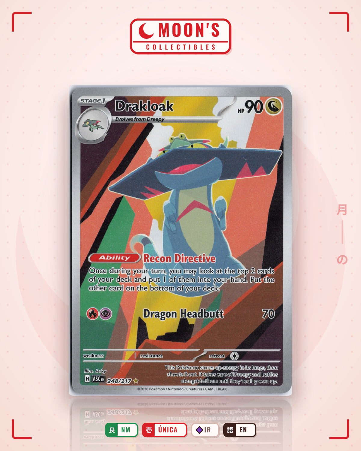 Carta Pokémon Drakloak · Ascended Heroes #248/217 (NM) — pieza única en Moon's Collectibles México