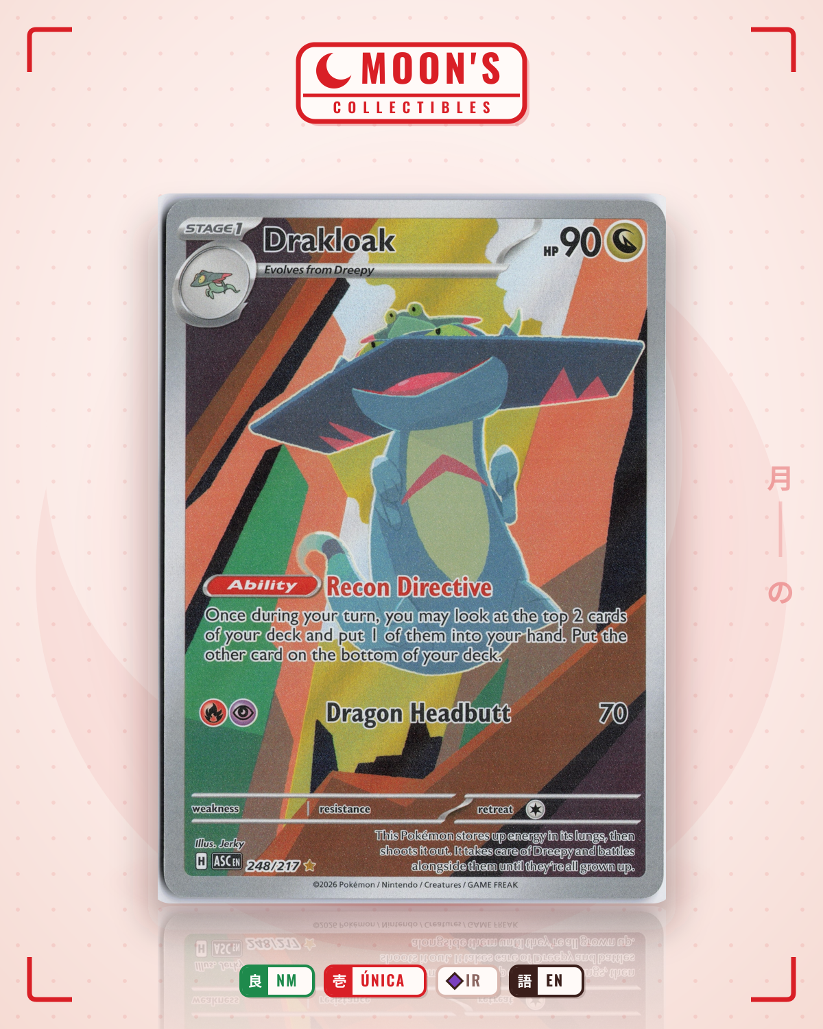 Carta Pokémon Drakloak · Ascended Heroes #248/217 (NM) — pieza única en Moon's Collectibles México
