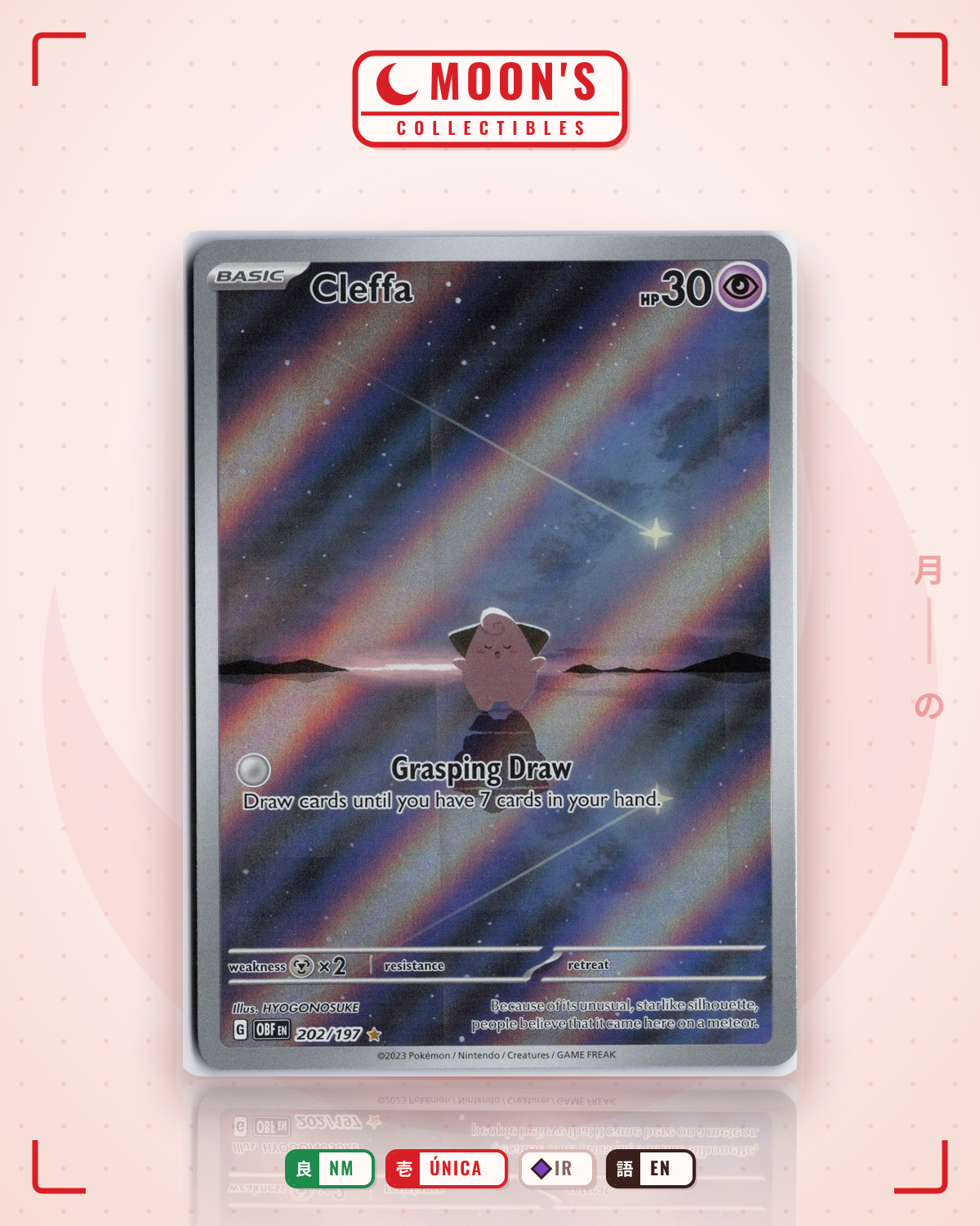 Carta Pokémon Cleffa · Obsidian Flames #202/197 (NM) — pieza única en Moon's Collectibles México