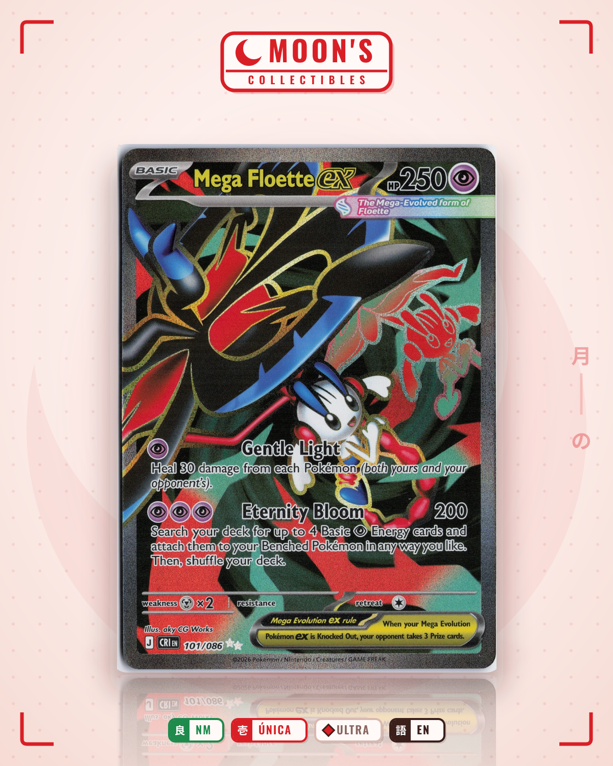 Carta Pokémon Mega Floette ex · Chaos Rising #101/086 (NM) — pieza única en Moon's Collectibles México