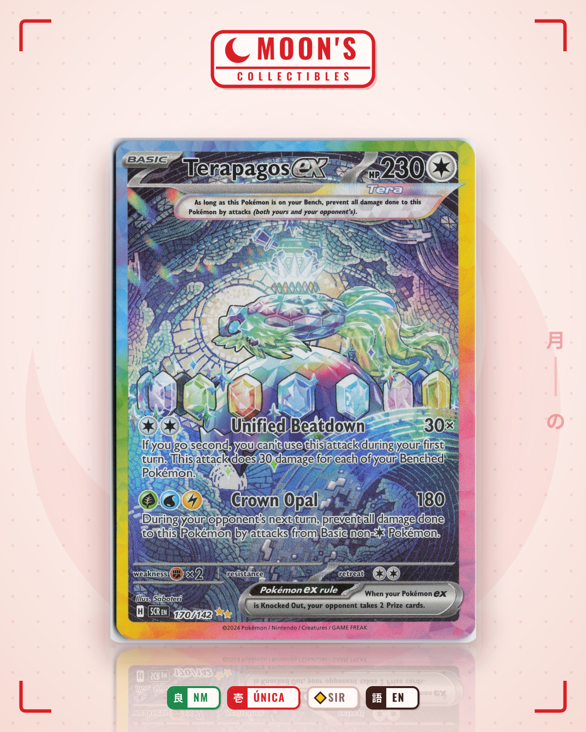 Carta Pokémon Terapagos ex · Stellar Crown #170/142 (NM) — pieza única en Moon's Collectibles México