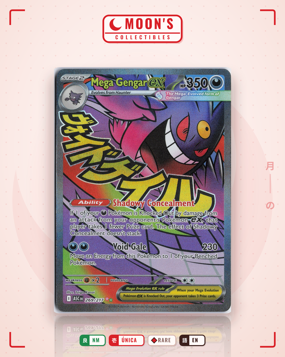 Carta Pokémon Mega Gengar ex · Ascended Heroes #269/217 (NM) — pieza única en Moon's Collectibles México