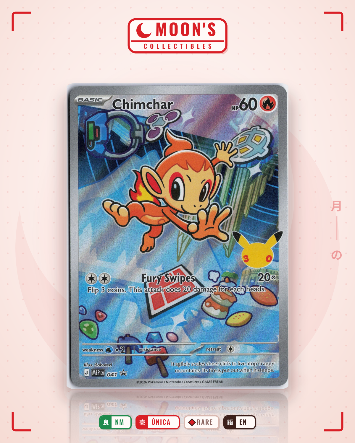 Carta Pokémon Chimchar · Mega Evolution Black Star Promos #041 (NM) — pieza única en Moon's Collectibles México
