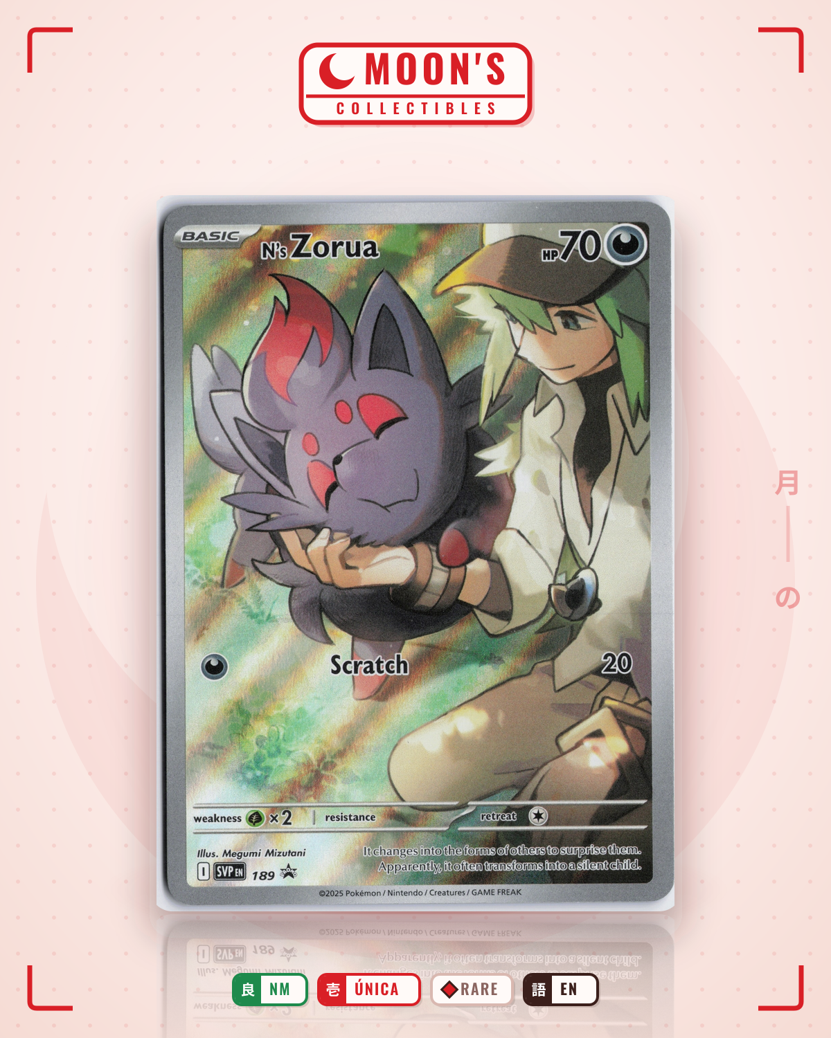 Carta Pokémon N's Zorua · Scarlet & Violet Black Star Promos #189 (NM) — pieza única en Moon's Collectibles México