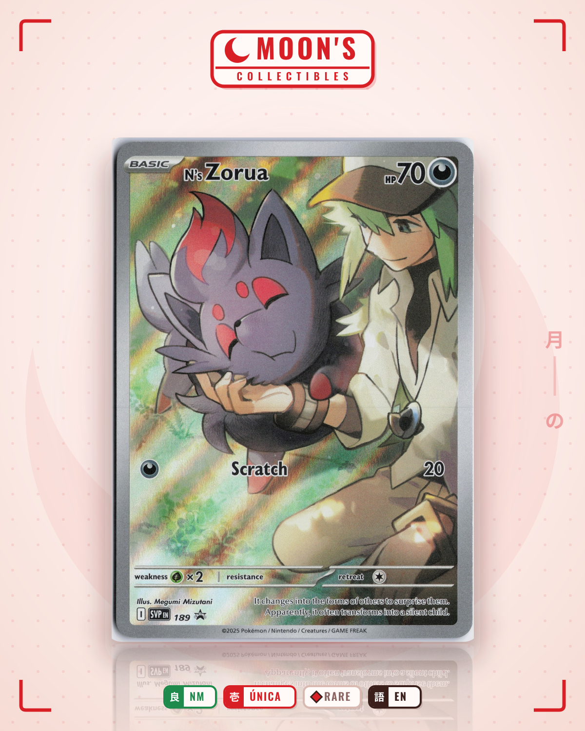 Carta Pokémon N's Zorua · Scarlet & Violet Black Star Promos #189 (NM) — pieza única en Moon's Collectibles México