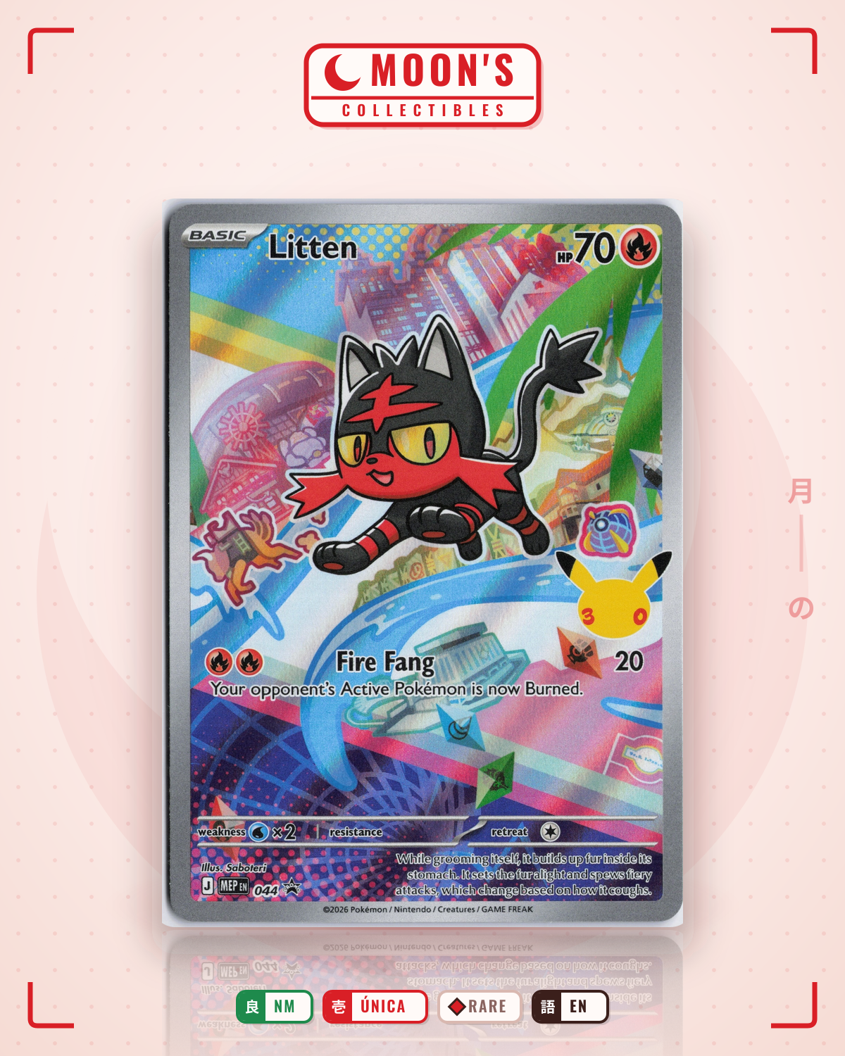 Carta Pokémon Litten · Mega Evolution Black Star Promos #044 (NM) — pieza única en Moon's Collectibles México