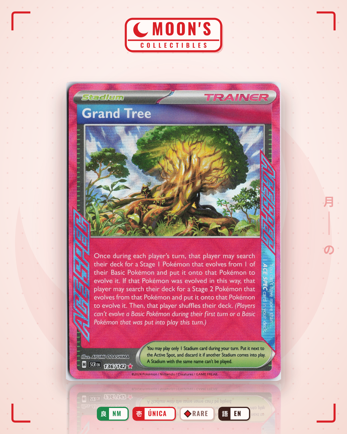 Carta Pokémon Grand Tree · Stellar Crown #136/142 (NM) — pieza única en Moon's Collectibles México